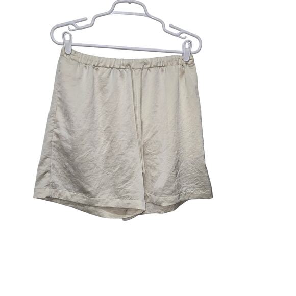 Madewell Satin Drawstring Shorts Medium Cream Pull On - Picture 1 of 8
